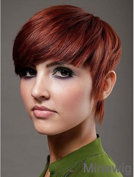 Boycuts Top Straight Red Short Human Hair Wigs