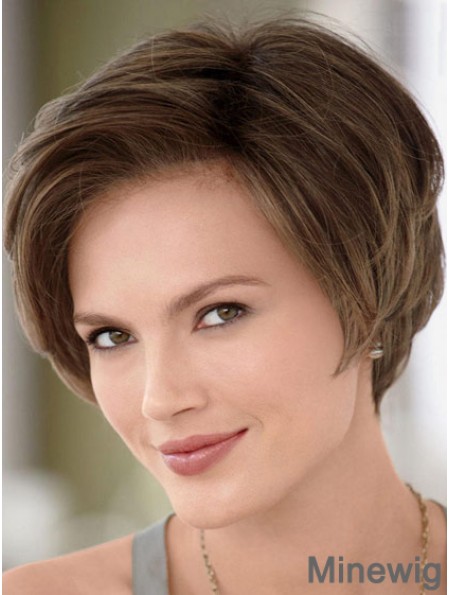 8 inch Ideal Brown Without Bangs Monofilament Wigs