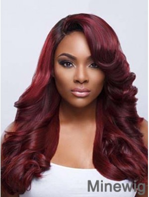 Wavy With Bangs Lace Front Fashionable 22 inch Red Long Wigs