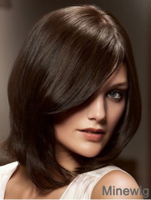 12 inch Brown Chin Length Layered Straight Flexibility Lace Wigs