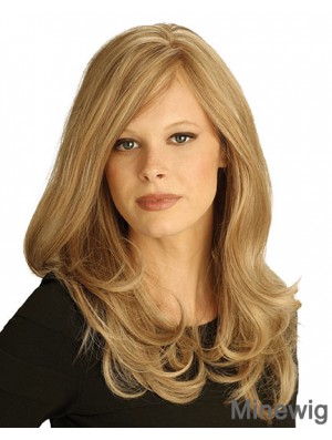 Human Hair With Bangs Long Blonde Wavy New Petite Wigs