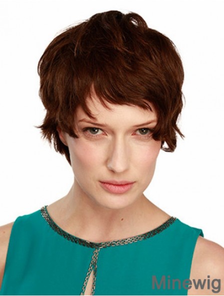 Monofilament Wavy Boycuts Short 8 inch No-Fuss Human Hair Wigs