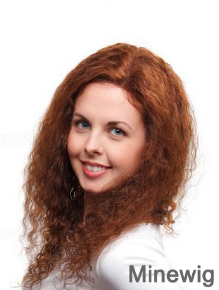 Curly Auburn Remy Human 100% Hand Tied Mono Wigs