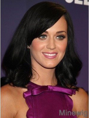 16 inch Ideal Black Shoulder Length Straight With Bangs Katy Perry Wigs
