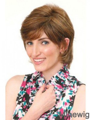 Classic Fabulous Straight Brown Chin Length Human Hair Wigs