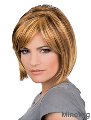 Chin Length Blonde Sleek 10 inch Wavy Bob Wigs