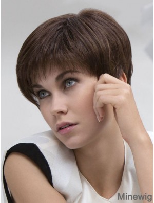 Sassy 6 inch Brown Cropped Boycuts Straight Lace Wigs