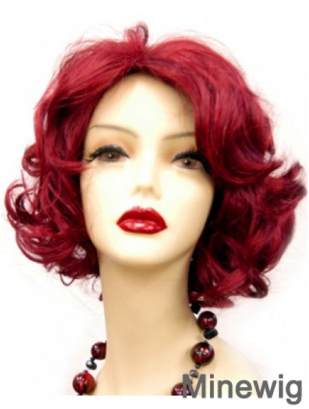 Wavy Without Bangs Chin Length Red Online Lace Front Wigs