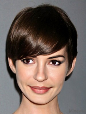 Brown Cropped Straight Boycuts Lace Front 6 inch Anne Hathaway Wigs