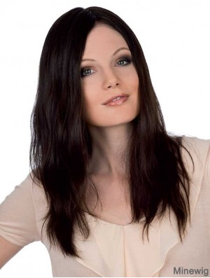 Straight Without Bangs Monofilament Brown Soft Long Wigs