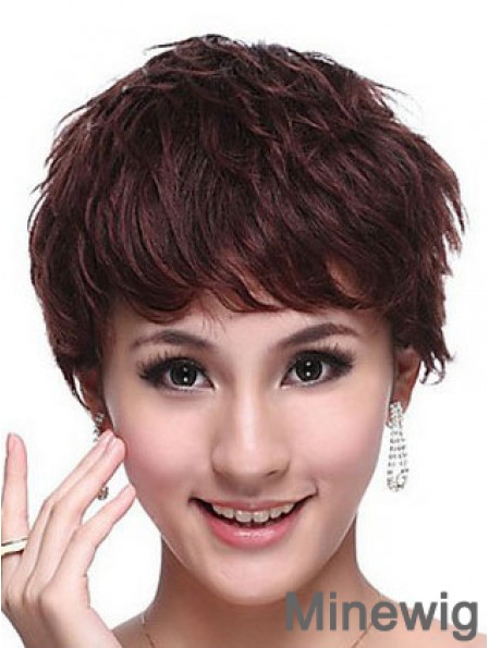 Capless Wavy Boycuts Cropped Trendy Human Hair Wigs