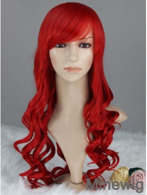 Wavy With Bangs Lace Front Discount 22 inch Red Long Wigs