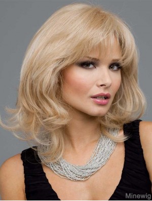 Long Wavy Layered Human Hair Full Blonde Wigs