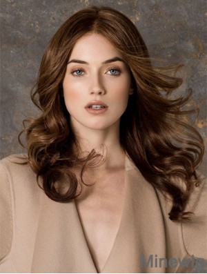 Wavy Without Bangs Monofilament Brown Fashionable Long Wigs