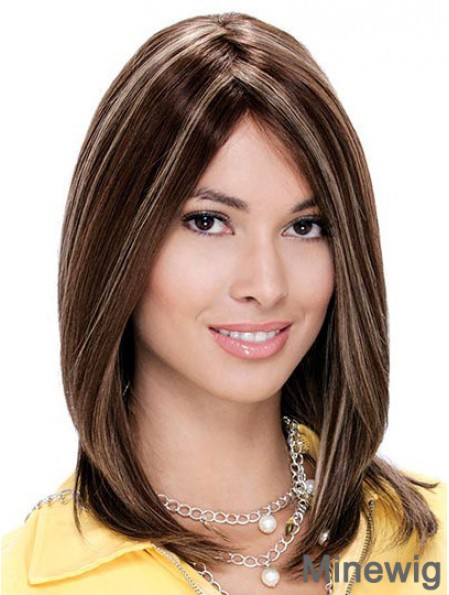 Monofilament Straight Without Bangs Shoulder Length 13 inch Fashionable Human Hair Wigs