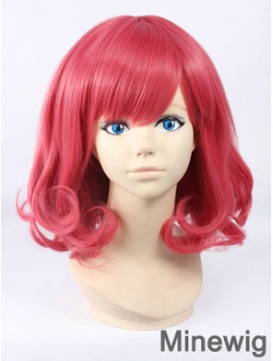 Wavy With Bangs Shoulder Length Red Cheapest Lace Front Wigs