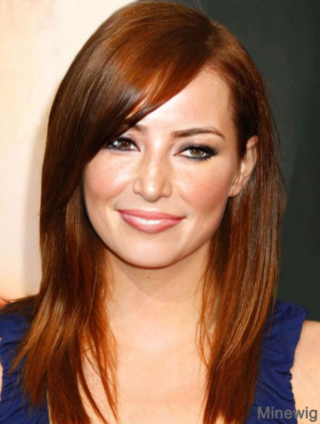 Without Bangs Long Copper Straight 18 inch Fabulous Human Hair Emma Stone Wigs