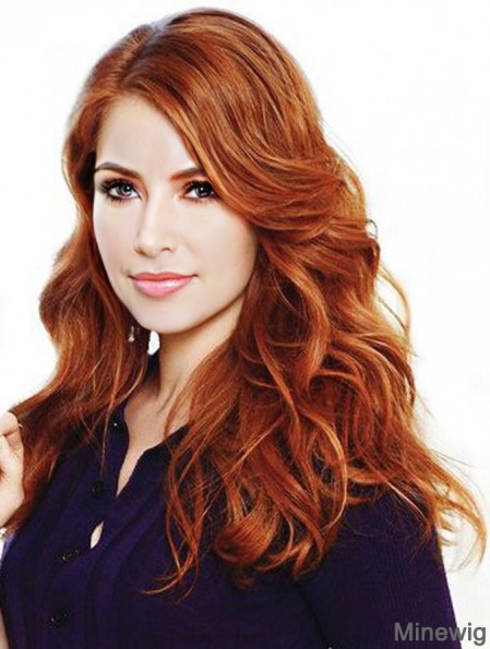 Without Bangs Long Copper Wavy 22 inch Style Human Hair Amy Adams Wigs