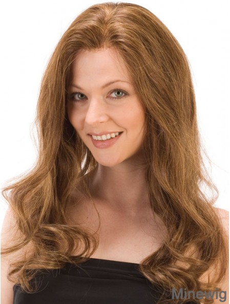 Without Bangs Affordable Wavy Auburn Long Human Hair Lace Front Wigs