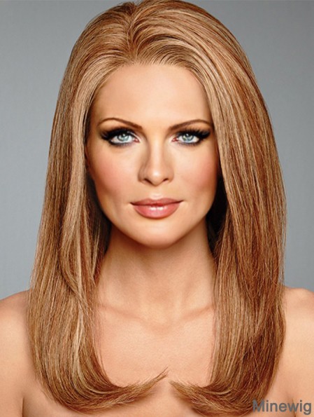 Long Straight 16 inch 100% Hand-tied 100% Human Hair Wigs