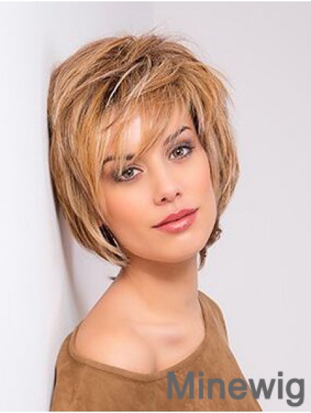 Blonde Monofilament Straight Bobs 10 inch Copper Chin Length Human Hair Lace Front Wigs