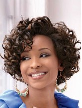 Short Curly African Wig With Full Lace Brown Color Wavy Style