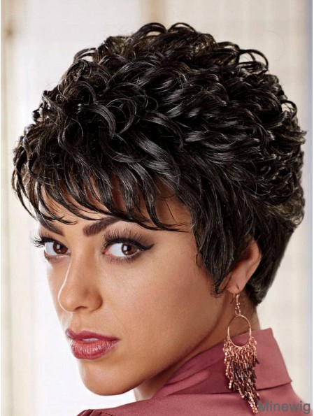 African American Wigs Online Layered Cut Curly Style Black Color