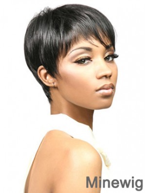 African Wigs With Synthetic Capless Cropped Length Boycuts Straight Style