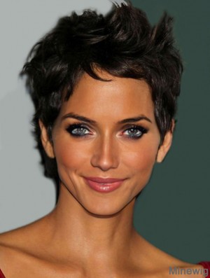 Short Halle Berry Wigs With Lace Front Boycuts Wavy Style Cropped Length