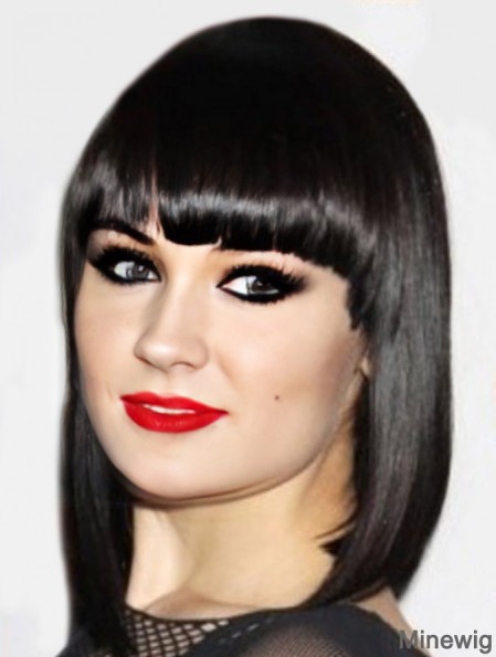 Capless Synthetic Yaki Bobs Black Shoulder Jessie J Wigs