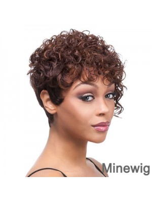 Short Auburn Curly Layered Trendy African American Wigs