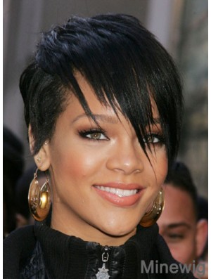 Rihanna Wigs For Sale With Capless Black Color Cropped Length Boycuts