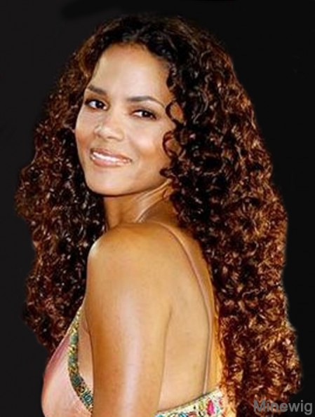 Beautiful Auburn Long Kinky 30 inch Without Bangs Halle Berry Curly Wigs