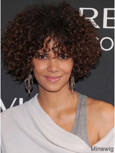 Halle Berry Wigs With Bangs Kinky Style Chin Length