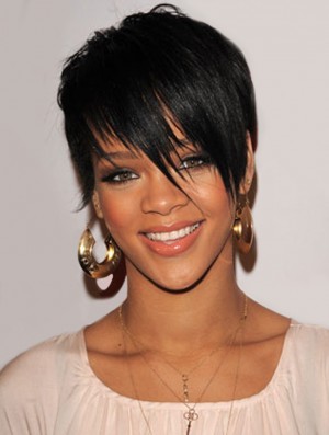 Rihanna Short Hair Wigs Boycuts Croppped Length Black Color