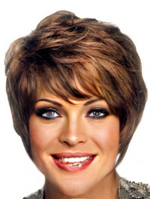 African American Hair With Layered Cut Shorted Length Brown Wigs