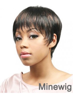 African Hair Wigs Boycuts Cropped Length Straight Style With Capless