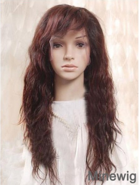 Auburn 100% Hand Tied Layered Wavy Remy Human Long Mono Wigs