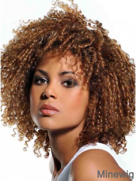 Wigs Human Hair African American Blonde Color With Bangs Kinky Style