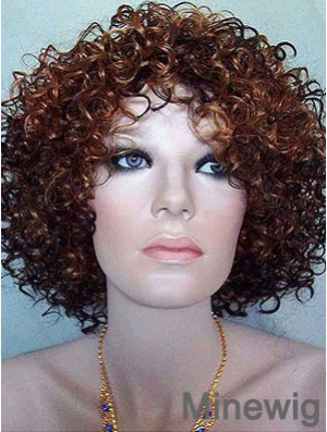 Kinky Layered Chin Length High Quality Auburn Synthetic Wigs