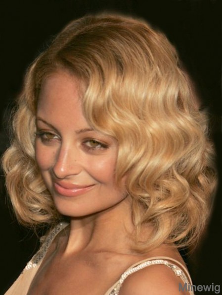 Popular Nicole Richie Wigs With Wavy Style Shoulder Style Blonde Color Lace Front Wigs 