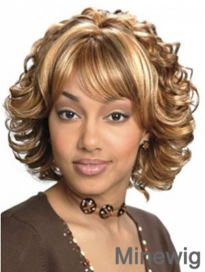 Great Blonde Capless Wig Chin Length Synthetic African American Wavy Hair