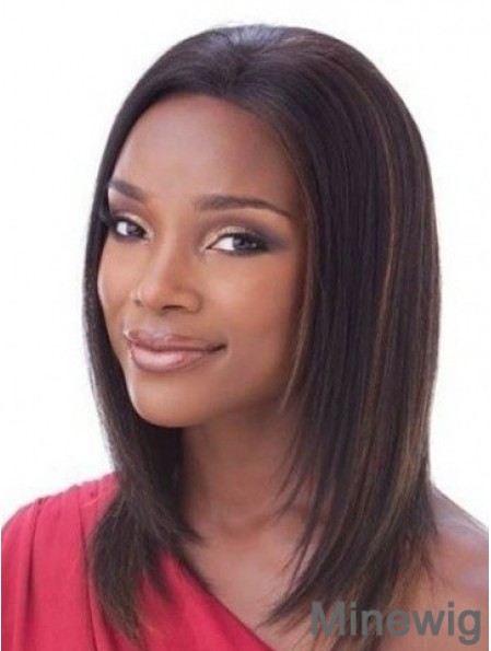 Without Bangs Best Straight Auburn Shoulder Length Human Hair Lace Front Wigs