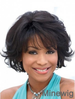 Synthetic Bobs Capless Black Wavy African American Wigs