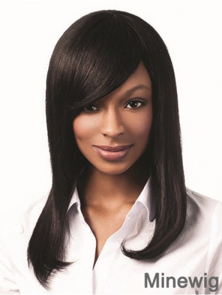 Long Black Yaki With Bangs Hairstyles African American Wigs