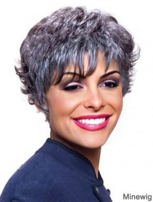 Great Synthetic Online Short Wavy Grey Wigs