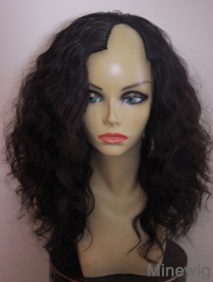 Shoulder Length Black Wavy Layered Cheap African American Wigs