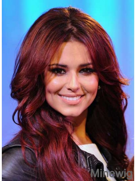 Cheryl Cole Style Wigs Red Color Long Length Wavy Style Layered Cut