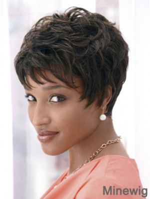 4 inch Cropped Boycuts Synthetic Capless Black Styles For African Americans