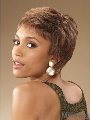 Cropped Brown Curly Boycuts Suitable African American Wigs
